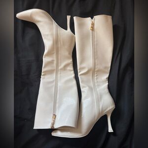 Billini Cream Textured Heeled Boots